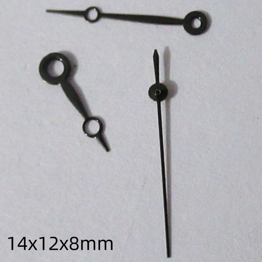 14mm black painted watch hands set for Miyota 2035, 2115, 2105, 2305 movements.