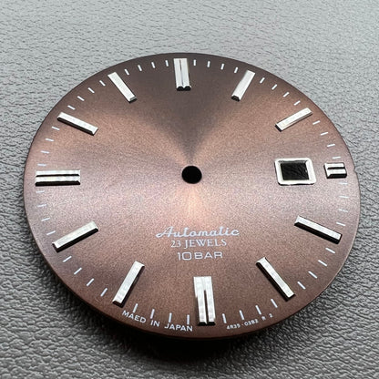Cadran de montre marron modifié Silver Nail No Lume 34 mm pour mouvement NH35 NH36