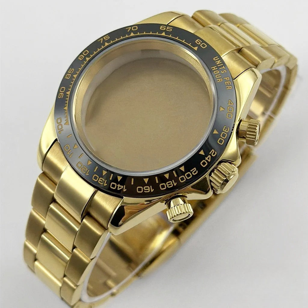 Daytona 40mm Sapphire Glass Watch Case Ceramic Bezel Men's for VK63 VK63A VK64