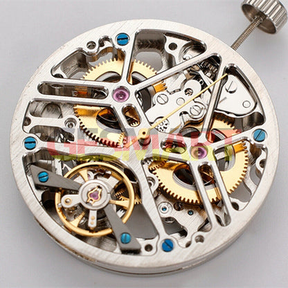 China Made SL1911 silver hollow balance wheel watch movement, automatic mechanical precision for watch repair and assembly.