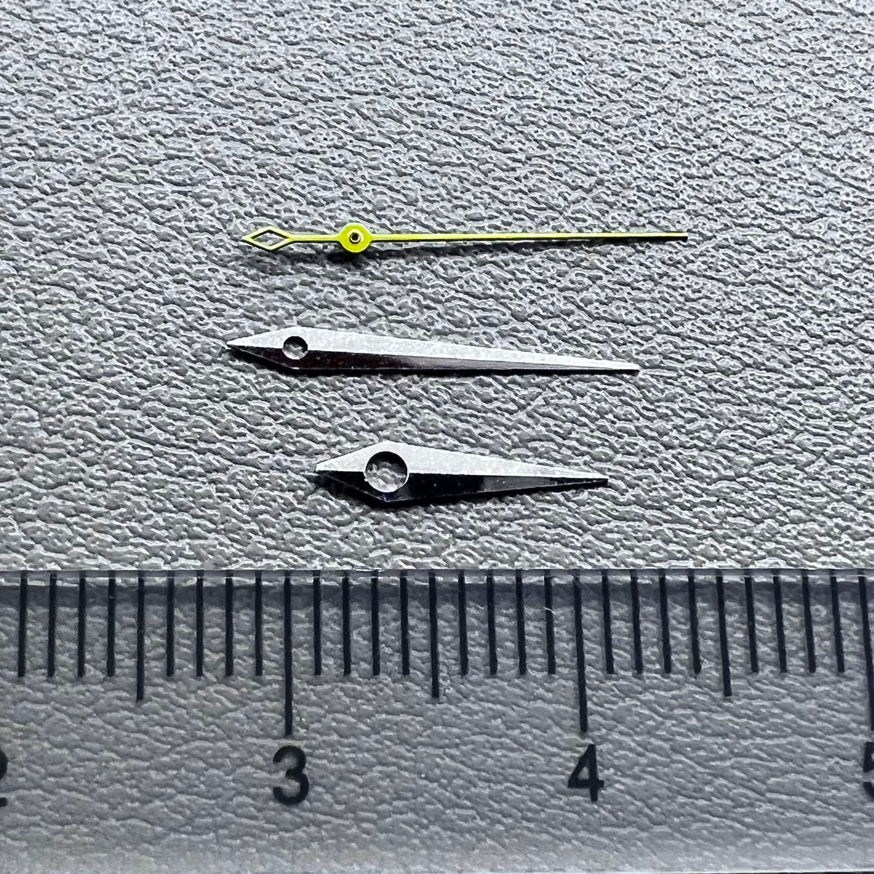Yellow and silver cocktail-style watch hands set for NH35/36, NH38, NH72, NH70 movements