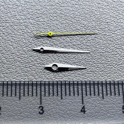 Yellow and silver cocktail-style watch hands set for NH35/36, NH38, NH72, NH70 movements