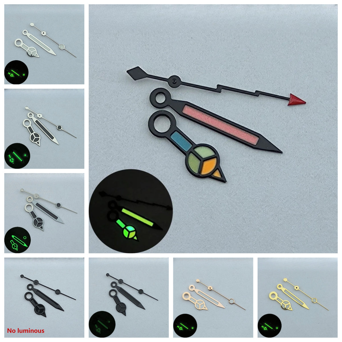 Modified 3 Hands Watch Hands with Green luminous /No luminous for NH35 NH36
