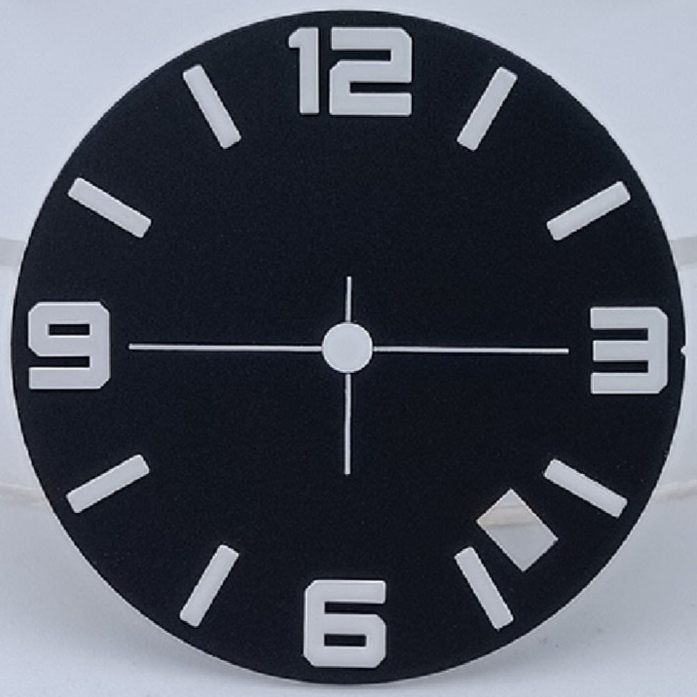 28.5mm black metal counting style watch dial for NH36 movement, no lume, watch accessory.