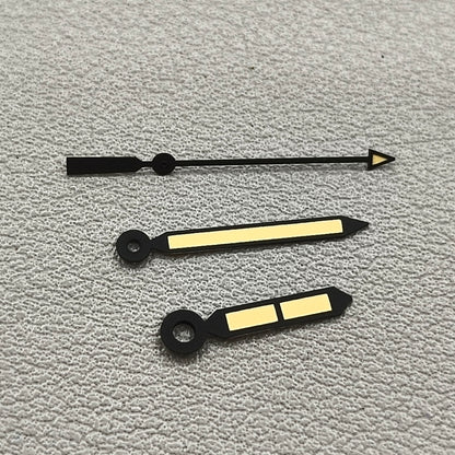 2 Sets Black Yellow Painted Arrow Shape Watch Hands Green Lume for NH35 NH36