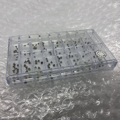 High End precision mini screw set by PrecisionBrand, 180PCS, 8 sizes for watch case backs, straight line heads.