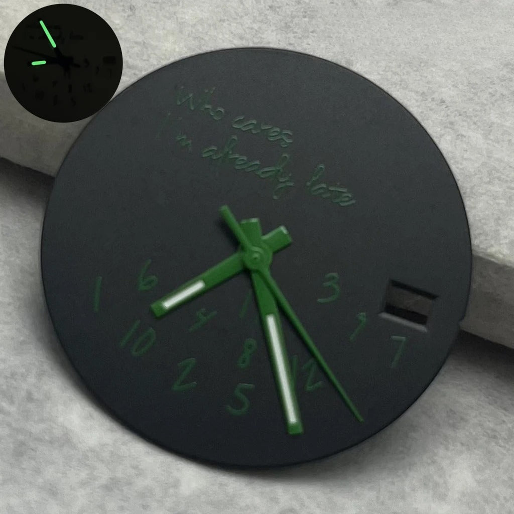 Modified 28.5mm DIY Watch Dial Fits NH35/NH36/4R/7S Who Cares Lt's Already Late
