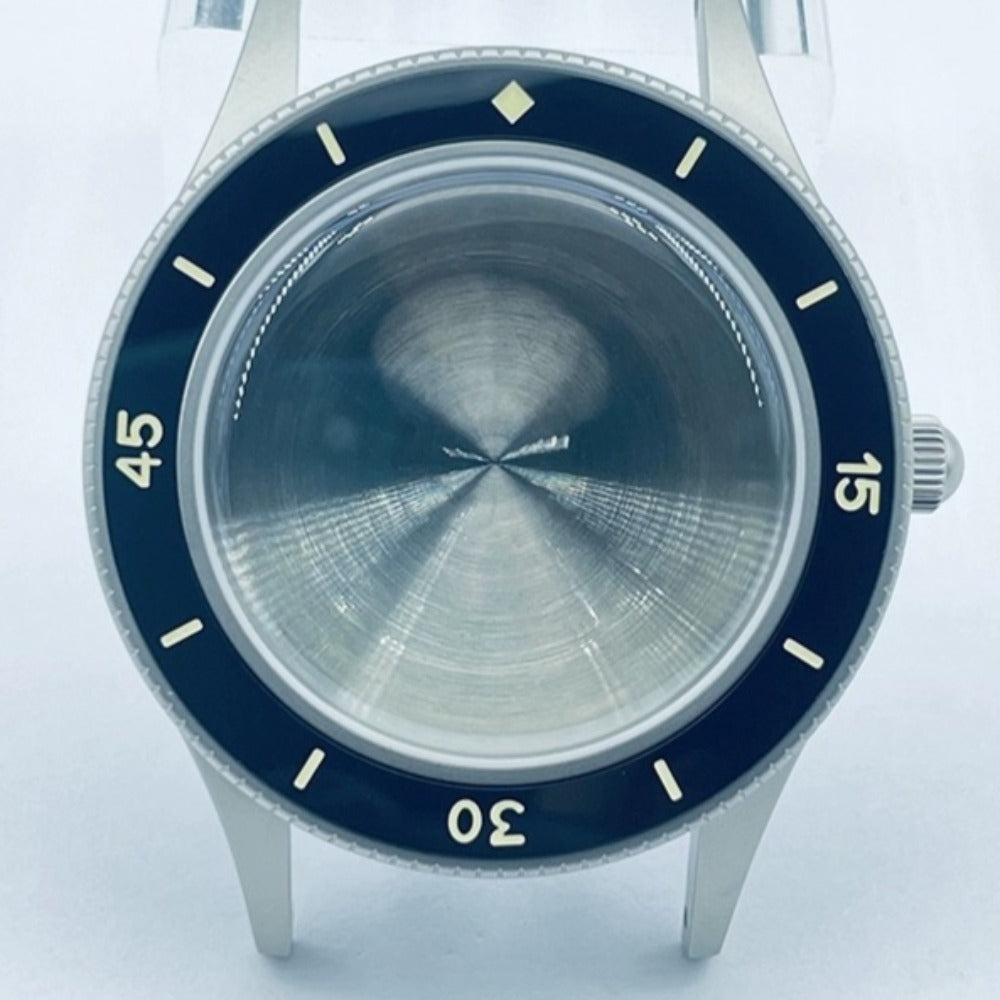 40mm 316L steel vintage watch case with green lume ceramic bezel for NH35 movement