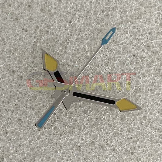 Silver trim color block watch hands compatible with NH35, NH36, 4R, and 7S movements.