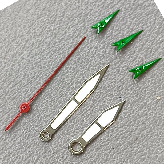 12mm Silver Trim Green Lume Red Second Watch Hands for OS10 OS60 OS80 Movement