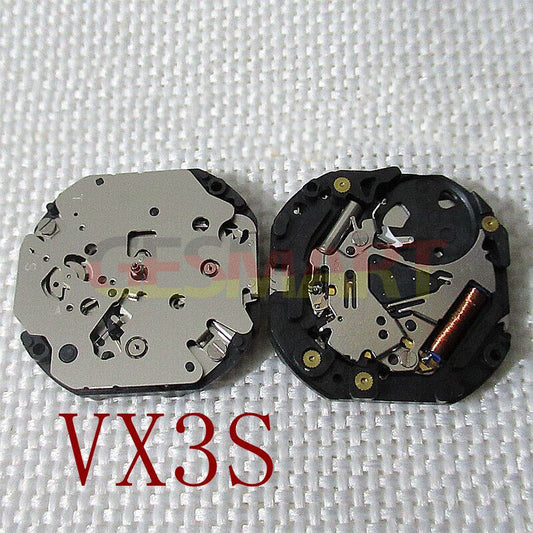 Hattori Epson TMI VX3S quartz watch movement with stem, precision Japan-made replacement part.