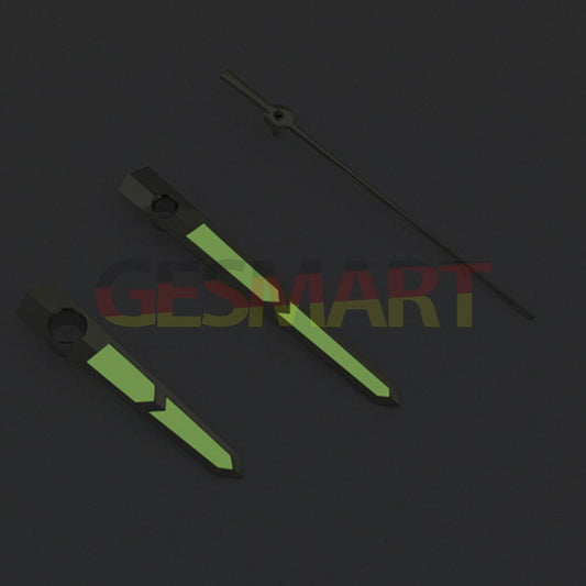 Green luminous watch hands compatible with China Made 8215/2813 Miyota 8N24 movement, enhancing readability.