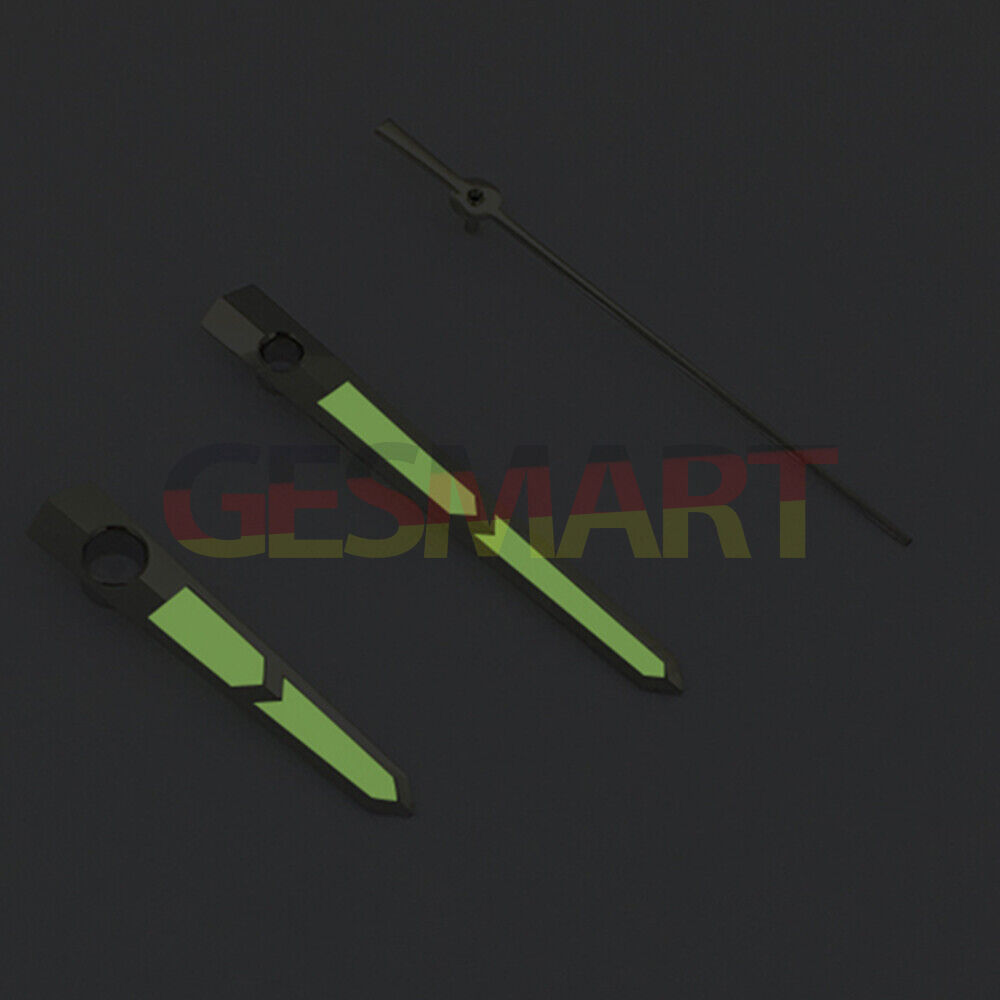 Green luminous watch hands compatible with China Made 8215/2813 Miyota 8N24 movement, enhancing readability.