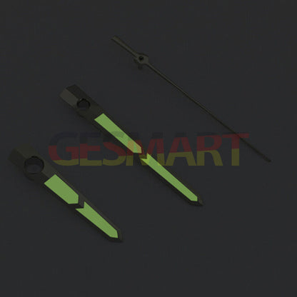 Green luminous watch hands compatible with China Made 8215/2813 Miyota 8N24 movement, enhancing readability.