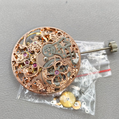 Rose Golden ST3600 6497 Carved Hollow Hand Winding Manual Mechanical Movement