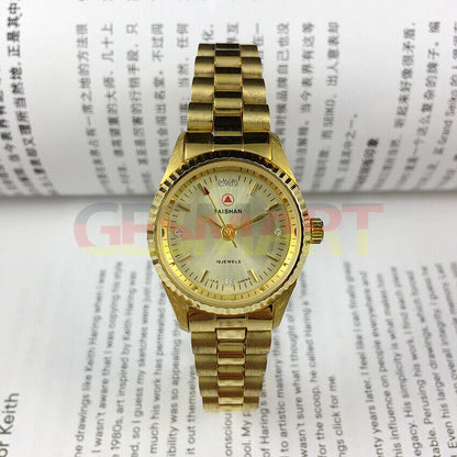 Elegant 27mm TAISHAN manual mechanical lady watch with imitation diamond markers, perfect for stylish wear.