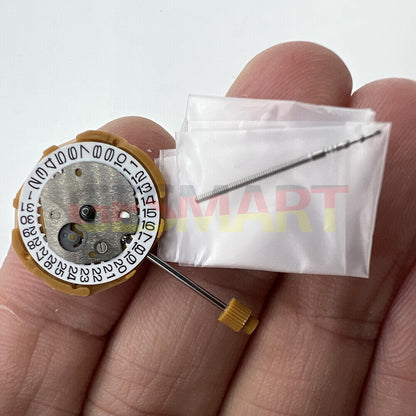 Miyota GL15 Japan quartz watch movement with date display at 6 o'clock, Japan made precision.