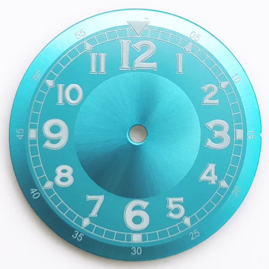 Sky Blue 30mm Numeral Watch Dial for NH35 NH36 8215 2813 Movement, No Lume