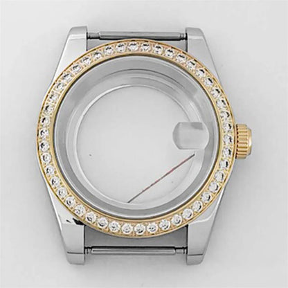 39mm Stainless Steel Diamond Sapphire Glass Watch Case for NH35 NH36 Movement