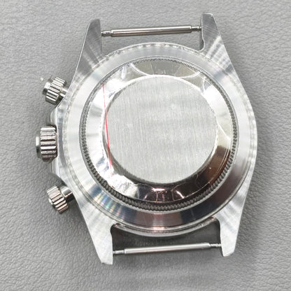 Blue Bezel 40mm Silver Watch Steel Case for Daytona VK63 VK64 Fits 20mm Strap