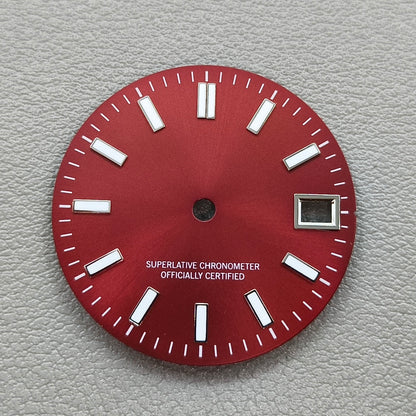 Metal Polished Red with Green Luminous Watch Dial for Movement NH35