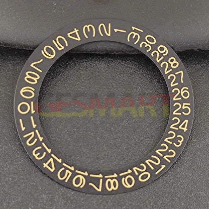 Yellow date disk overlay for NH35 NH36 watch movement, ideal for timepiece customization.