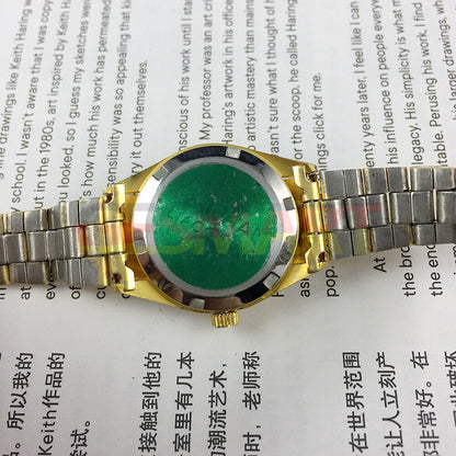 27mm Lady Manual Mechanical Watch with golden dial and 19-jewel movement, elegant nail markers.