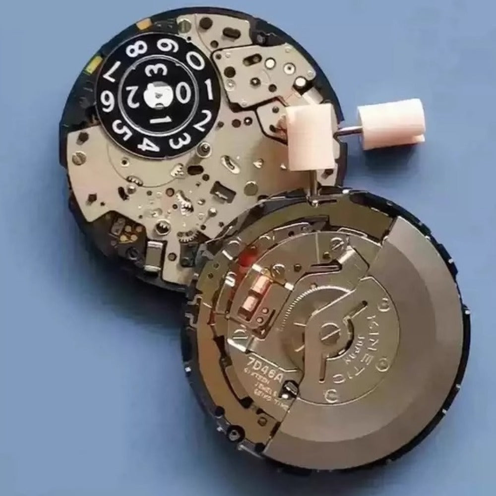 Seiko 7D46A quartz movement watch part, original Japan-made, for precise timekeeping replacement.