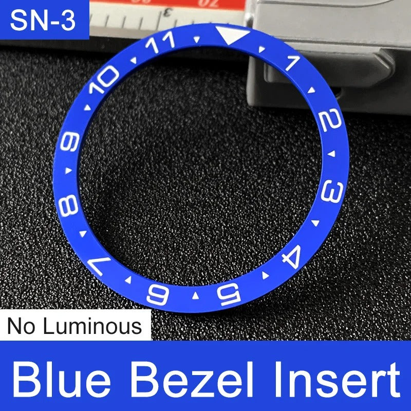 White Font 38mm No Lume Blue Flat Ceramic Watch Bezel For Skx009 Skx007 Skx011