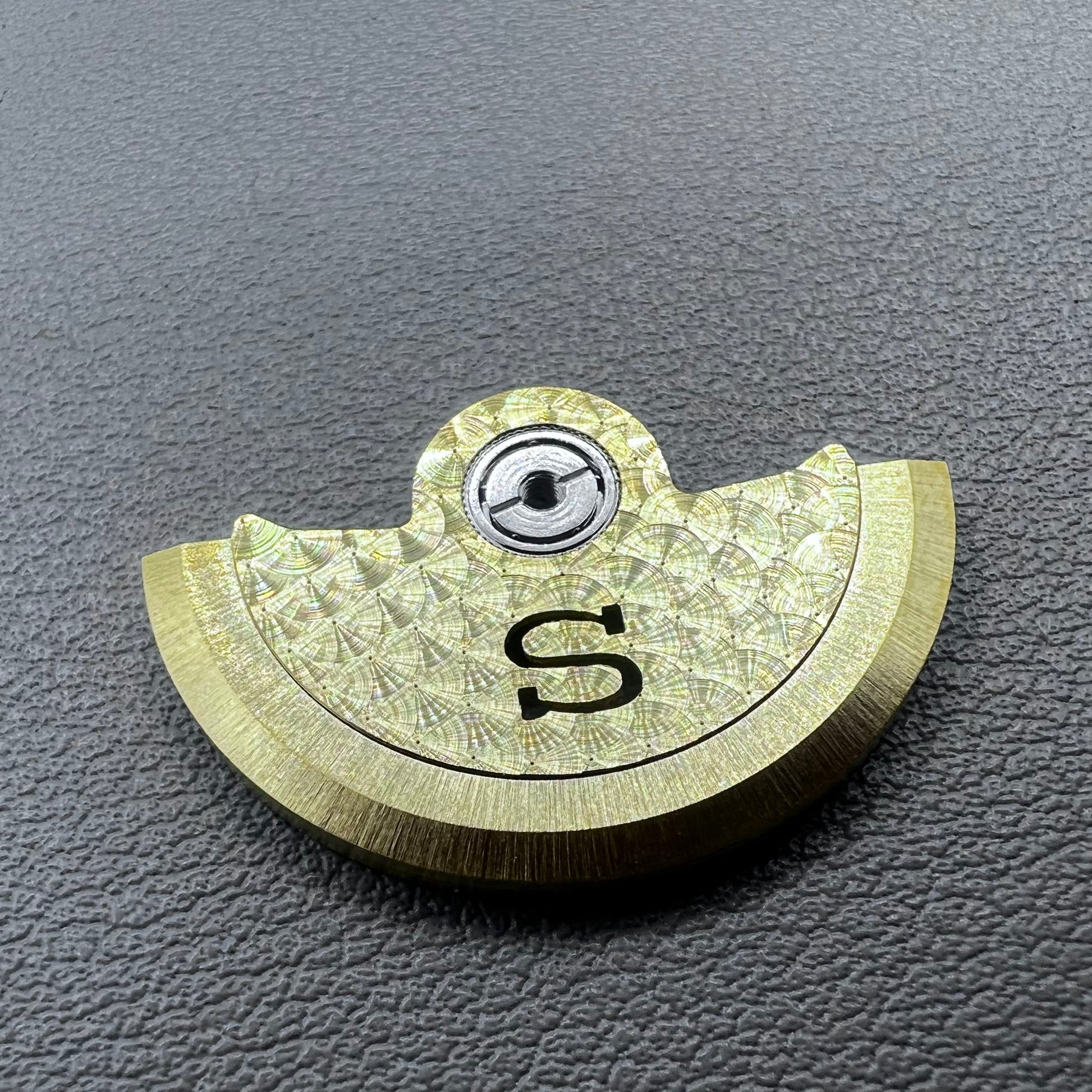 S Carved golden wave rotor by S Brand for NH34, NH35, NH36, NH38 watch movements, enhancing mechanical style