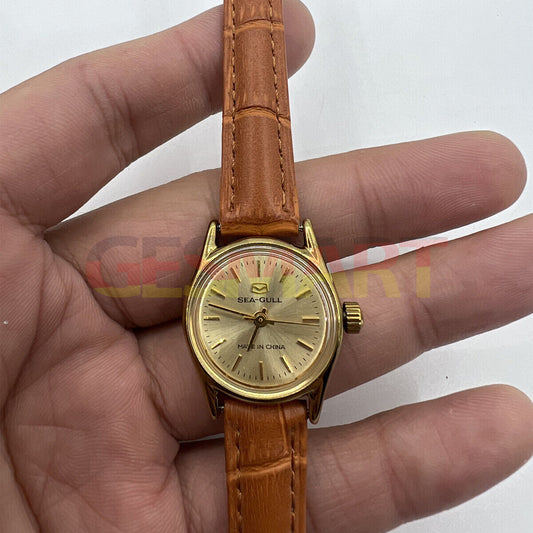 Montre mécanique manuelle pour femme, boîtier rond, clou doré, Chine Tianjin Seagull