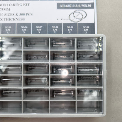 300 PIECES 30 Sizes 0.3-0.75mm Waterproof Mini O-ring Kit for Watch Crown Seal
