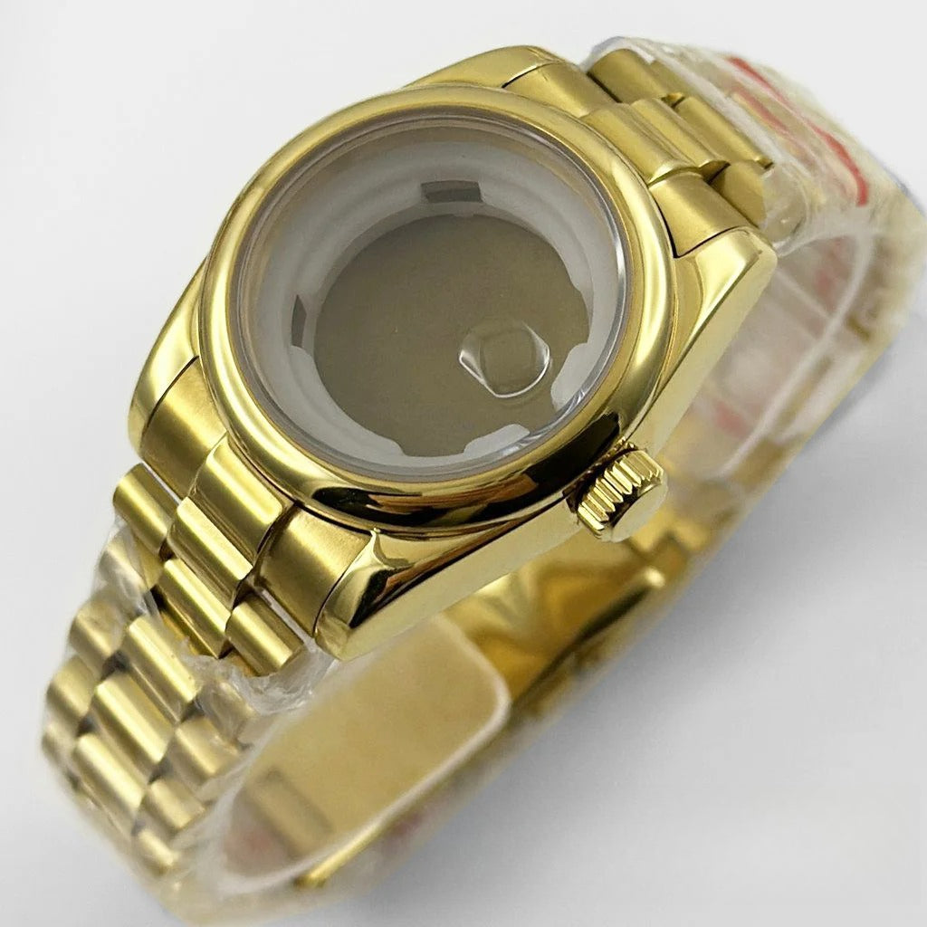31MM Round Bezel Sapphire Glass Presidential bracelet Watch Case for NH05 NH06