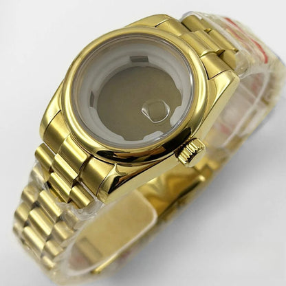 31MM Round Bezel Sapphire Glass Presidential bracelet Watch Case for NH05 NH06
