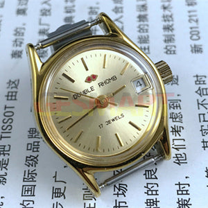 Double Rhomb Single Calendar Manual Mechanical Lady Watch Golden Nail+Case