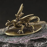 Solid Copper Pterosaur Dragon Trinket Vintage Hand Carved Bronze Model Figurines