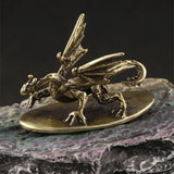 Solid Copper Pterosaur Dragon Trinket Vintage Hand Carved Bronze Model Figurines