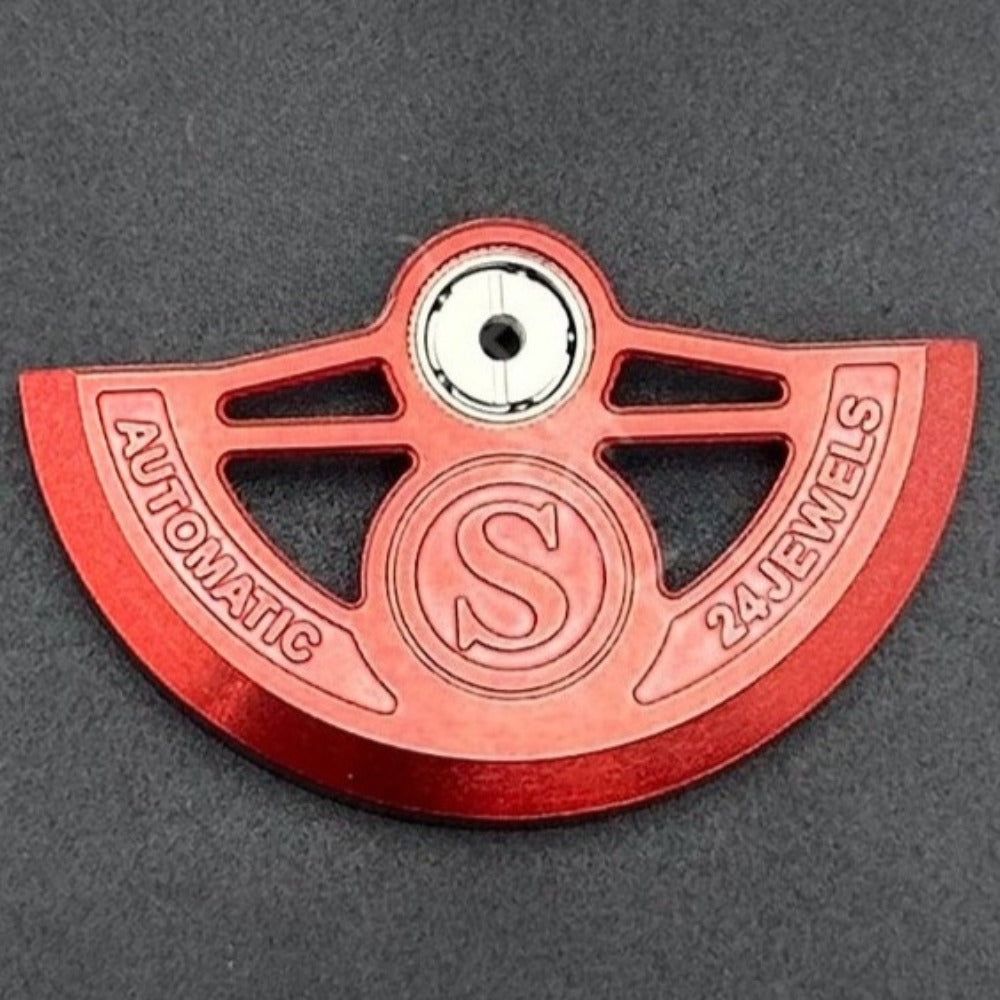 Modified Red Hollow S Carved Rotor Oscillating Weight for NH35 NH36 Movement