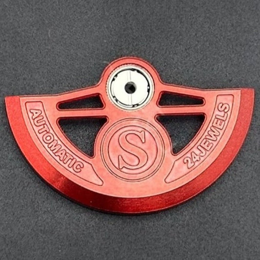 Modified Red Hollow S Carved Rotor Oscillating Weight for NH35 NH36 Movement