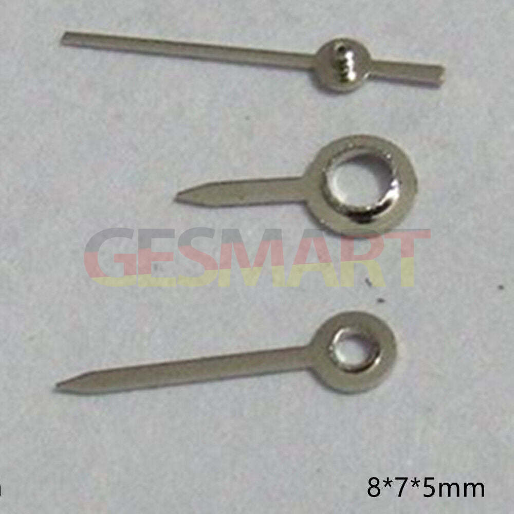 Silver watch hands set 8x7x5mm for Miyota 2035 2115 2105 2305 2315 movements, precise fit.