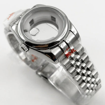 Ladies 31MM Round Bezel Sapphire Glass Jubilee bracelet Watch Case Fit NH05 NH06