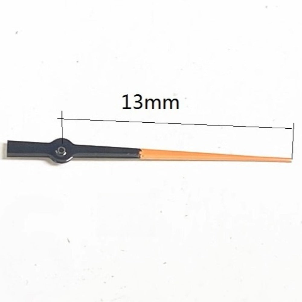 Set of 3 black and orange 13mm second hands for Miyota FS00, FS01, FS10 watch movements.
