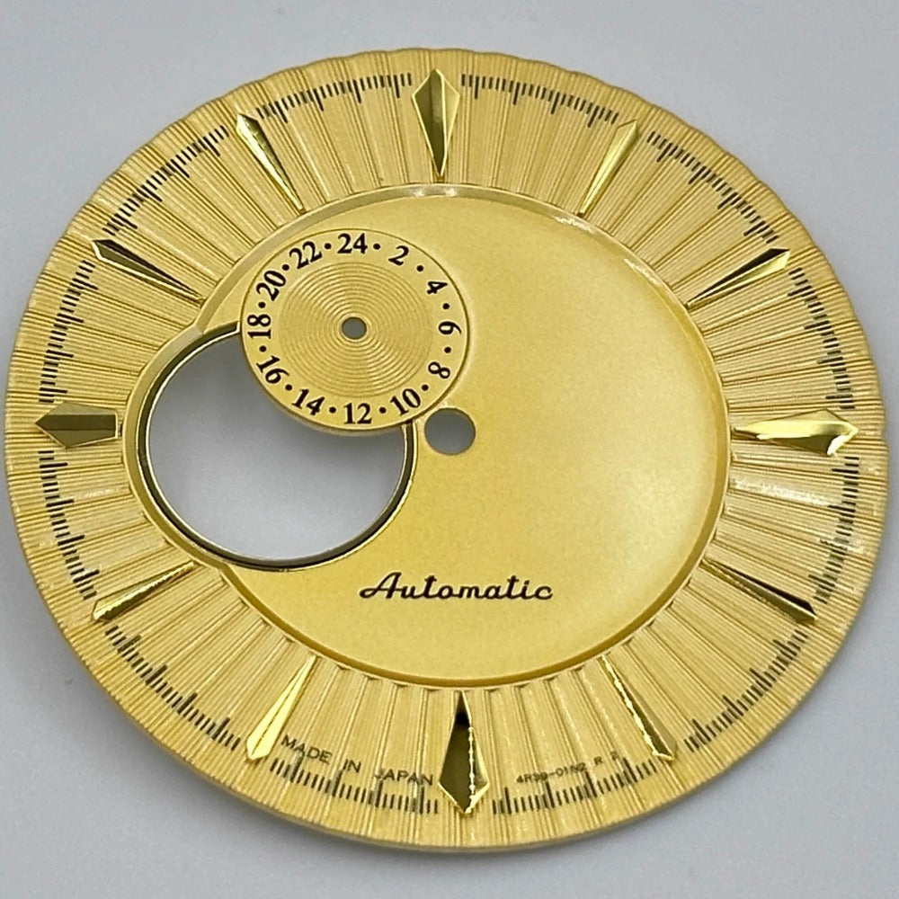 Yellow No Lume Cocktail 35mm watch dial for NH39 movement, bright yellow tone with clean design.