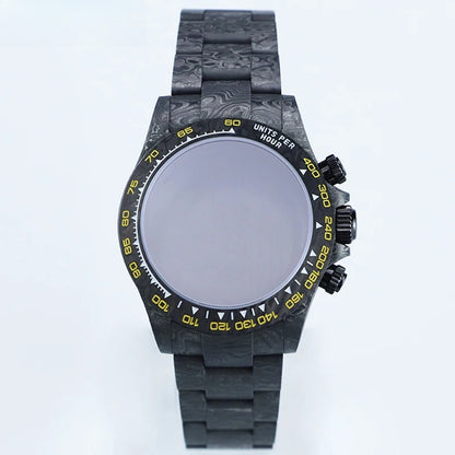 Carbon Fiber Case 38mm Yellow Text Carbon Fiber Bezel, Sapphire Crystal, 3ATM