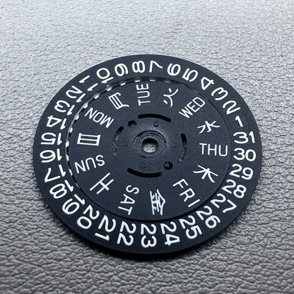 Green lume date and week disk wheels for NH36 movement at 3.0 position