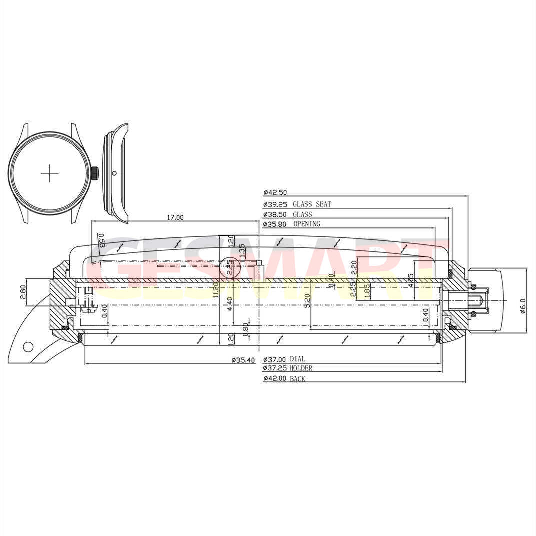 Seagull 42mm men's watch with manual ST3600 movement, white dial, and chain-up design for classic style.