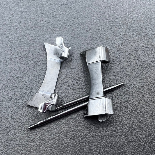 2 PIECES Stainless Steel Curved End Links Spring Bars Bracelet Watch Band Strap