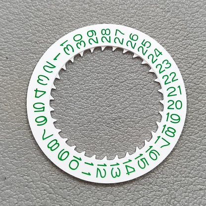 Replacement Green Font White Background Date Disk Wheel for NH35 Movement