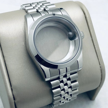 36/40mm Watch Case with Stainless Steel Sapphire Crystal for NH34 NH36 S Crown