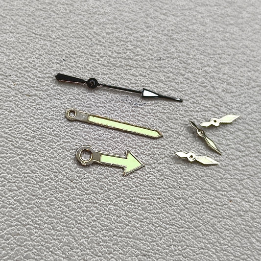 2 Sets/Pack Silver+black Trim Green Lume Watch Hands for Miyota OS10 OS20 OS30